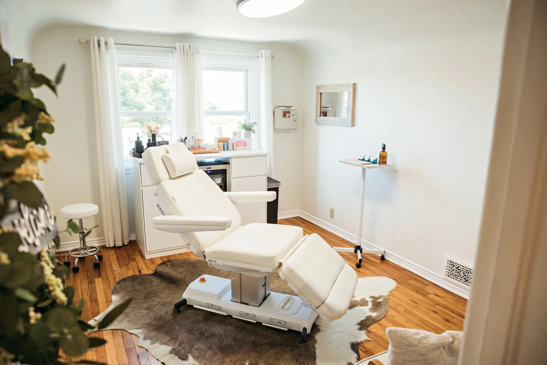 The bright and welcoming treatment room at The Aesthetics Barn