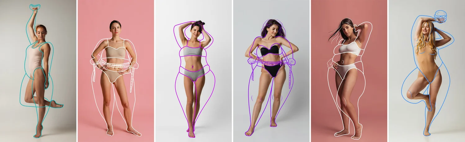 Body positive wellness concept featuring a range of women